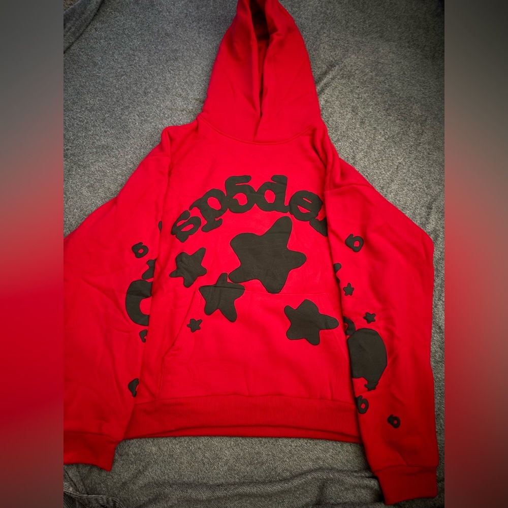 Spyder Red Hoodie with Black Star Design